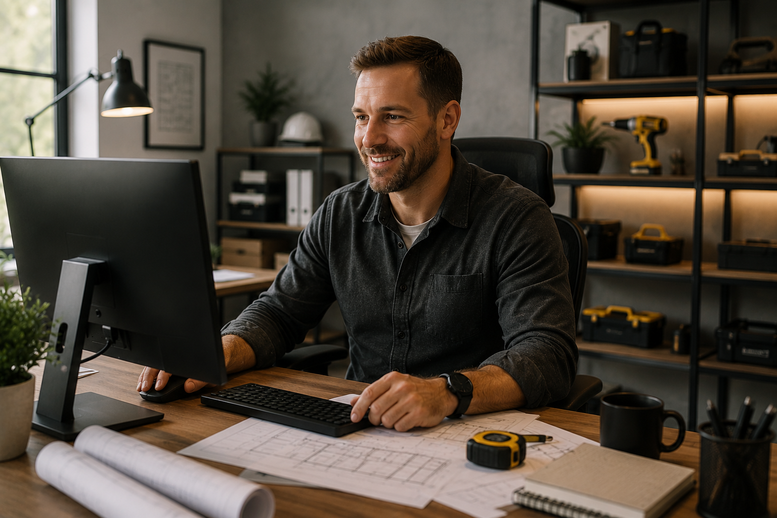 Contractor reviewing leads captured by 24/7 AI answering service